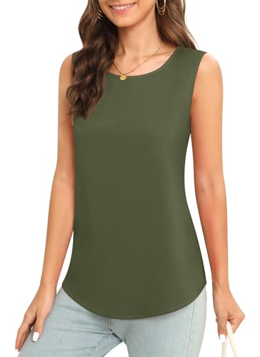 Image of Women's Sleeveless Chiffon Tank Top Business Casual Blouse Tunic Top