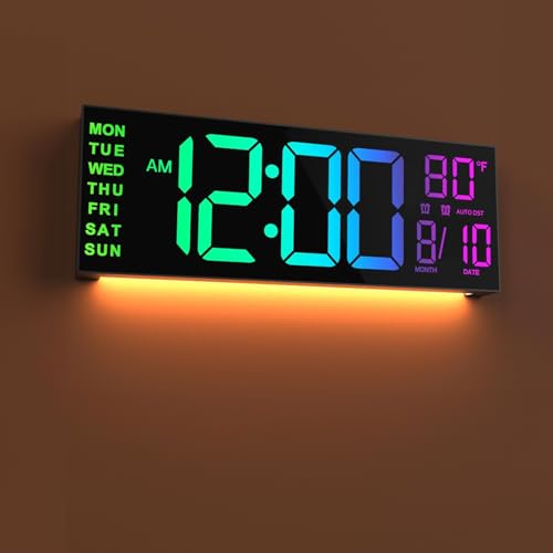 JALL 13 Digital Wall Clock with Timer & RGB Backlight