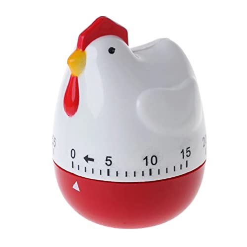 BESTonZON Küchentimer Cartoon Huhn Form Mechanisch 60 Minuten Küchenwecker Kurzzeitmesser Eieruhr Backen Kochen Kurzzeitwecker für Kochen Lernen Dusche Einweihungsgeschenk