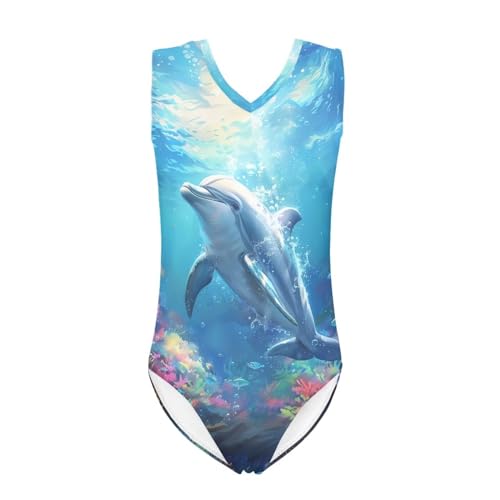 Image of Biyejit Girls Leotards Dance Sport Wear Gymnastics One-Piece Swimwear for Kids 3-14 Years