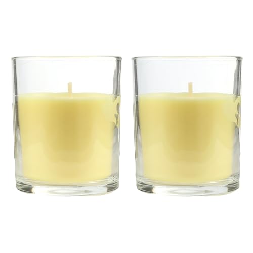 H HANSEL HOME Vela Aromática, Vela en Vaso de Cristal de Cera Vegetal - 28 Horas de Duración, Velas Perfumadas, 8,5x7 cm, Jazmín, 125g x 2 unidades