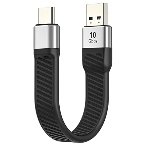 LamToon Short USB C Cable 10Gbps, USB-C 3.1 Gen 2 USB-A Android Auto Cable, 60W USB A to C Fast Charging Cable Type C for USB C External SSD MacBook Pro iPad S21 0.45FT Cover