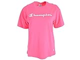Champion Damen Seasonal Graphic Gallery Taped Crewneck T-Shirt, Fluorescent Pink, M
