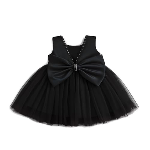 Baby Girls Formal Dress with Large Bowknot Tulle Backless Satin Party Birthday Baby Flower Girl Dresses