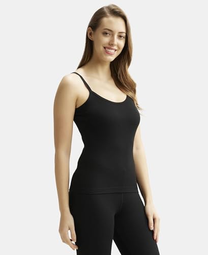 Jockey Snug Fit Low-Neck Thermal Spaghetti Top for Women 2501_Black_M - Image 2 thumbnail