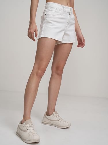 Image of Tokyo Talkies Women's Regular Fit Denim Shorts | Stretchable Shorts
