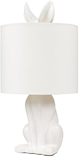 MiniSun Modern Matt White Ceramic Rabbit / Hare Table Lamp with a White Shade