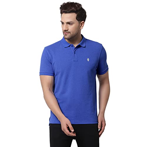 Image of Red Tape Men Blue Melange Solid T-Shirt