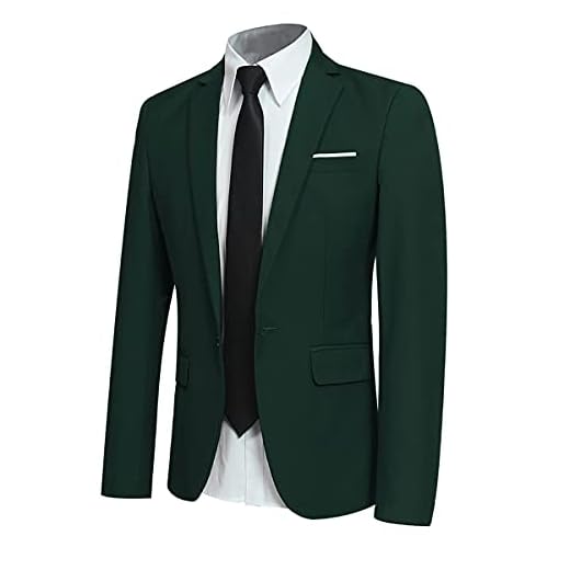 Allthemen Vardaglig blazer för män smal passform formella kavajer en knapp enkelknäppt smokingjacka smart blazer, gRÖN, L