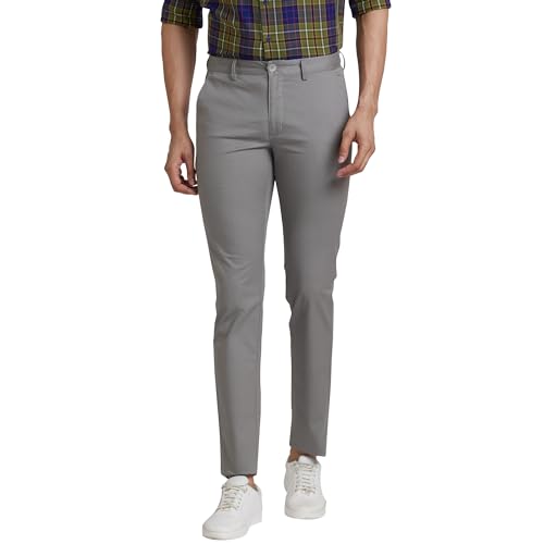Image of Park Avenue Men's Mid Rise Print Pattern Neo Fit Cotton Blend Flat Regular Fit Front Chinos
