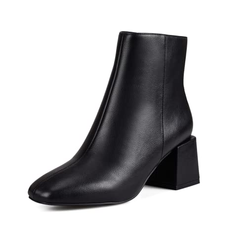 Zero-Sum Women's Block Heeled Ankle Boots, Side Zipper Square Toe Bootie Black Size 8 #TOP1