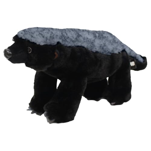 Peluche de tejón – Lindo tejón de miel de simulación | Animal salvaje realista de peluche negro, réplica de animales africanos, figura coleccionable para niños y niñas de regalo de fantasía