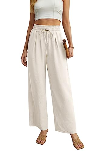 QIXING Weite Hosen Damen High Waist Palazzo Hose Gerade mit Taschen Yoga...