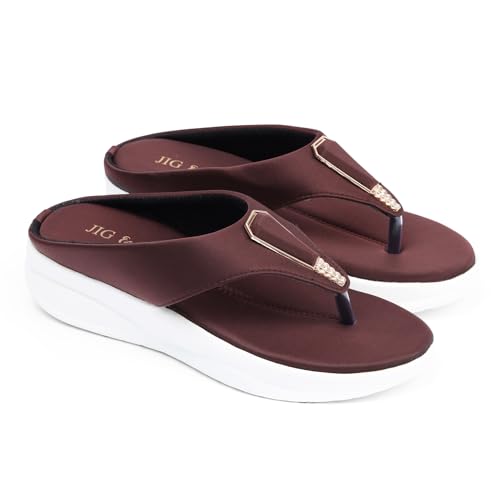 Image of JIG & SID Women & Girls Flip-Flops Slippers Light weight, Soft Footbed, Comfortable & Stylish Wedges Slip On Slipper For Casual Wear & Formal Wear (J S 110645)
