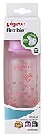 Pigeon Flexible Slim Neck Baby Bottle for 4+ Months Babies, Pink Star, 240ml, Crystal PP, 1-Pack