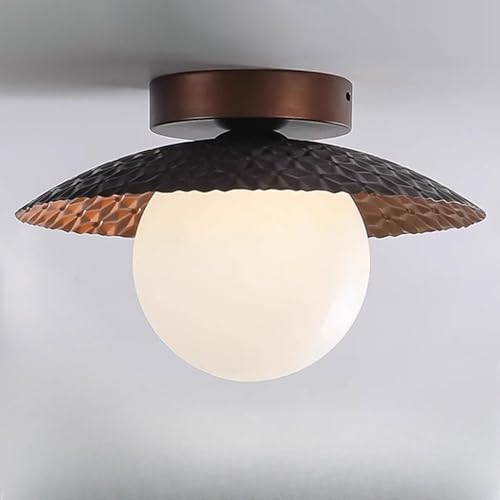 Klobvtt lámpara de techo moderna globo luz de techo semi empotrada iluminación de pasillo de cúpula negra, G9 cerca de las luces de techo con bola de acrílico blanco, lámparas de techo de entrada de p