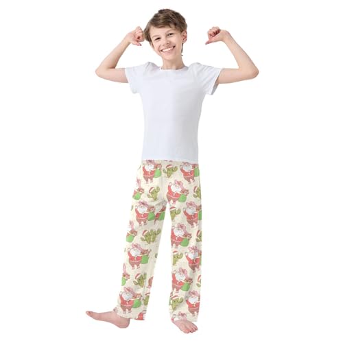 Boys' Pants Christmas Santa Claus Cactus Long Bottoms Jogger Pants Elastic Waist Trousers with Pockets S-XL2