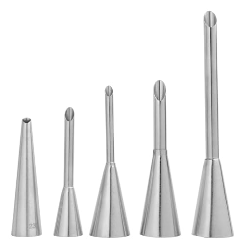 Annlpoy 5 Pezzi Ugello di Riempimento, Ugello Lungo Acciaio Inossidabile per Puff,Siringa per Torte, Crema Nozzle in Acciaio Inossidabile, siringa versatile per sacchetti di marmellata, Iniettare Pann