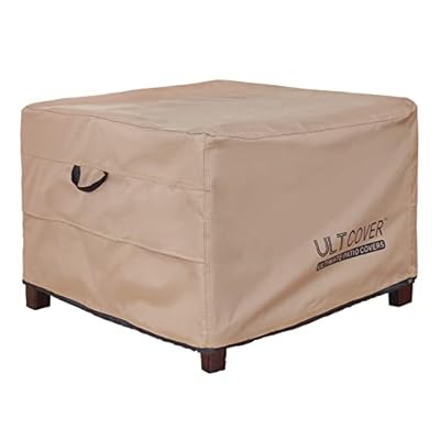 ULTCOVER Waterproof Patio Ottoman Cover Square Outdoor Side Table Furniture Covers Size 32L x 32W x 20H inch