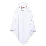TEEAMORE Personalized Hooded Baby Bath Towel with Ears Add Your Text Embroidered Toddler Infant Soft Towel White