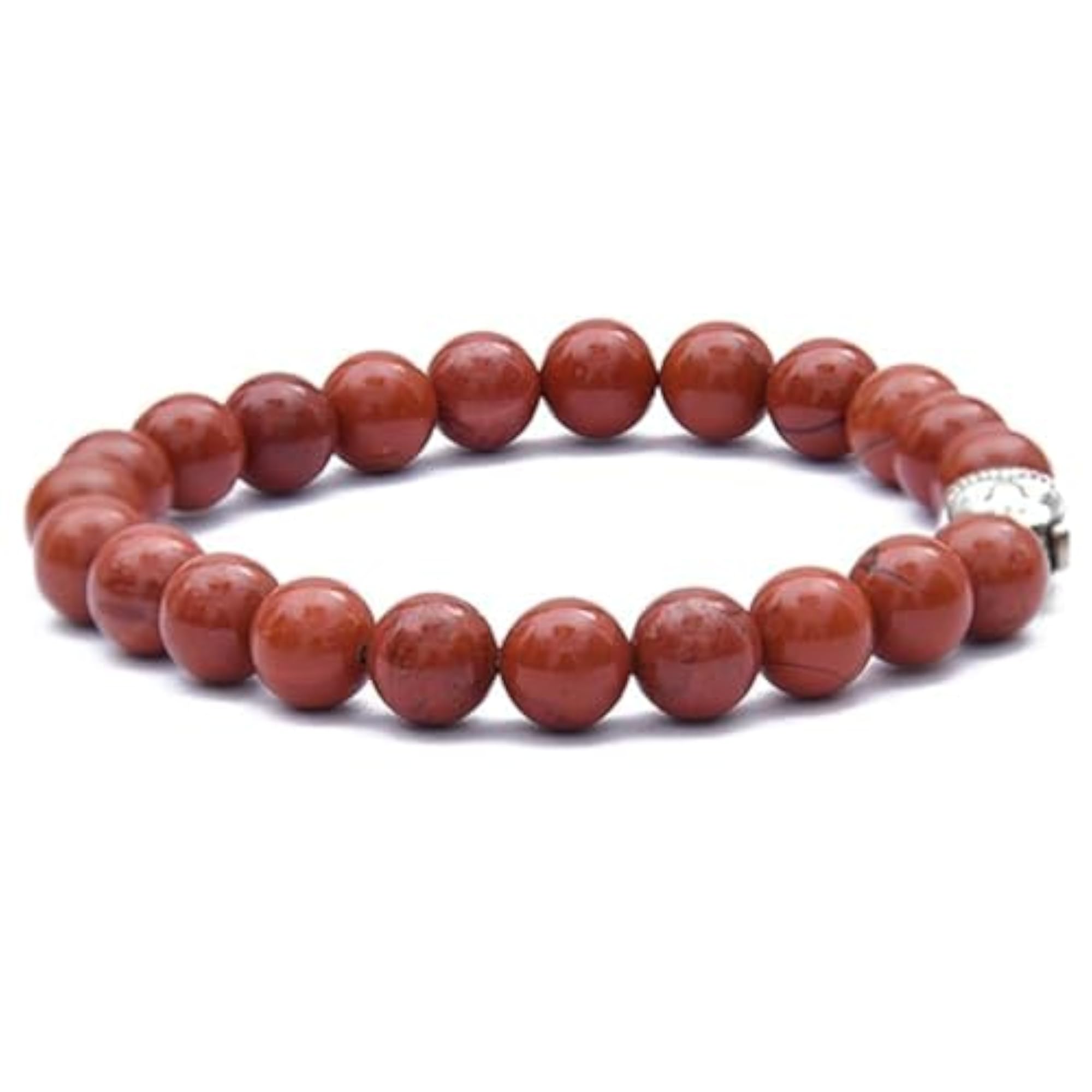 Natural Red Jasper 8mm Round Beaded Bracelet, Unisex Gift