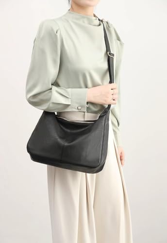 Hobo Bags for Women Retro Vegan Leather Shoulder Handbag Foldable Slouchy Tote Crossbody Purses - Image 4