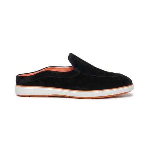 Image of HAYES LONDON Riviera Italian Suede Leather Backless Slip-On Mule Loafers for Men | Casual Summer Walk Half Shoes | Comfortable Open-Back Driving Loafers
