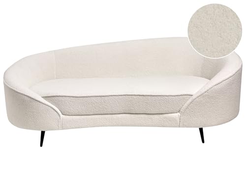 Beliani 3er Sofa Bouclé weiß gebogen oval mit schwarzen Metallbeinen Retro Glam Savar
