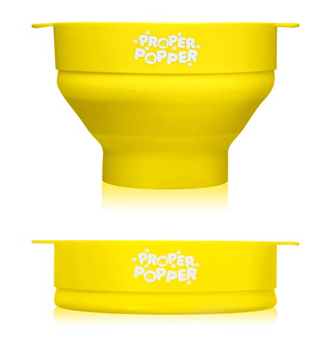 The Original Proper Popper Microwave Popcorn Popper, Silicone Popcorn Maker, Collapsible Bowl BPA Free & Dishwasher Safe - (Yellow)