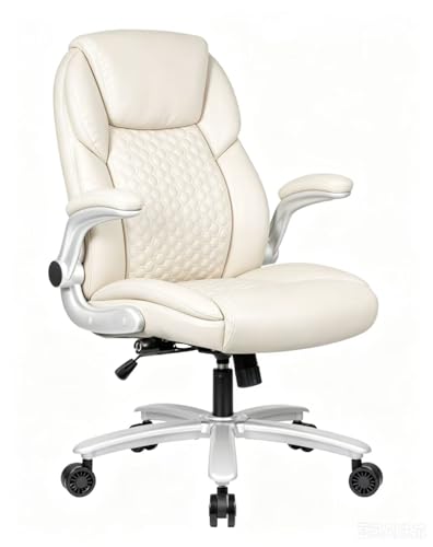 Image of Big and Tall Office Chair PU Leather Flip-up Arms Adjustable Lumbar Support