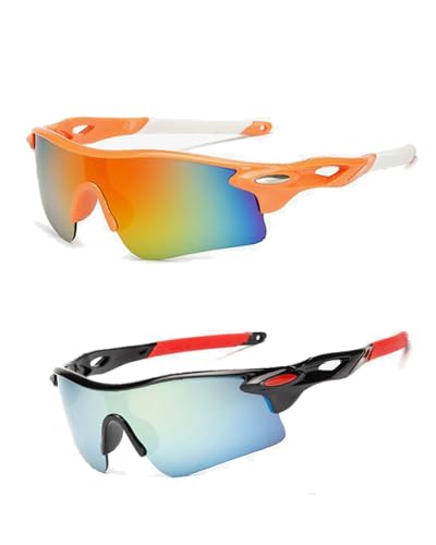 Cricket Sunglasses for Men, 2-Pack Sports Sunglasses (Matte Red +...