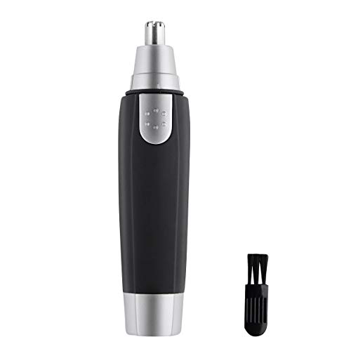 ARCESS Nose & Ear Hair Trimmer Clipper, Electric Battery-Powered Nose Trimmer, Facial Hair Removal Shaver Clipper Remover for Men Women - Dual Edge Blades, Cleaning Brush, Stainless Steel Head