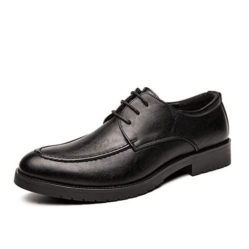 Zapatos formales de vestir para hombres con cordones y punta delantal de cuero PU