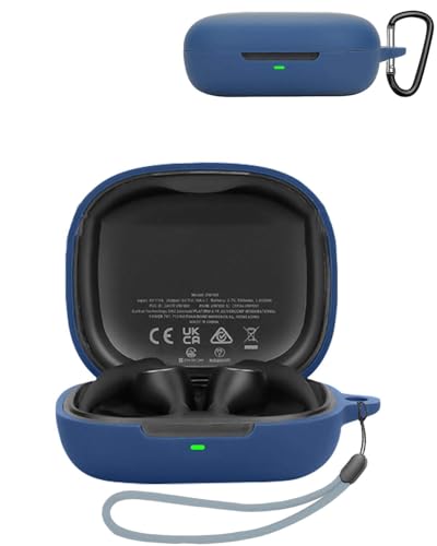 EarFun OpenJump 用 ケース YAJOJO ワイヤレス イヤーホン 充電ケースカバー カラビナ・キーチェーン付き シリコン保護ケース 落下防止 耐衝撃 防塵 キズ防止 指紋防止 EarFun OpenJump 対応 (ブルー)