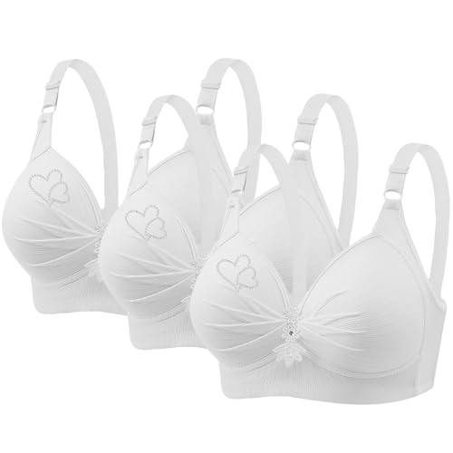 3er BH-Sexy Damen Spitzen-Bralettee Cómodo Sujetador sin aros Tallas Grandes Bra Bio Bralette Sin Aros Encaje Sujetador Mujer Sujetador Negro Sexy Sujetador Tallas Grandes Bustier, Blanco, 6 1/2 HS