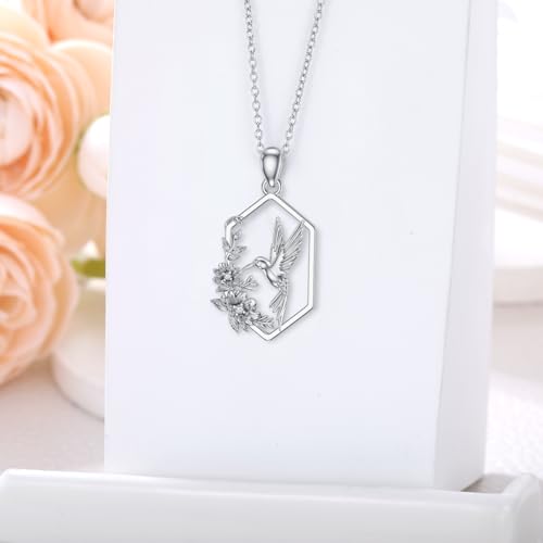 Diamond Hummingbird Necklace for Women 925 Sterling Silver Hummingbird Pendant Diamond Jewelry Gifts for Mother's Day Birthday Valentine's Day3