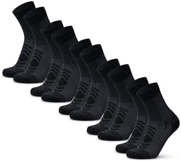 DANISH ENDURANCE Leichte Merinowolle Wandersocken, Atmungsaktiv, 3 & 5 Paar | Leichte Merino Funktionssocken, Arbeitssocken, Atmungsaktiv & Gepolstert, für Sommerwanderungen & Outd