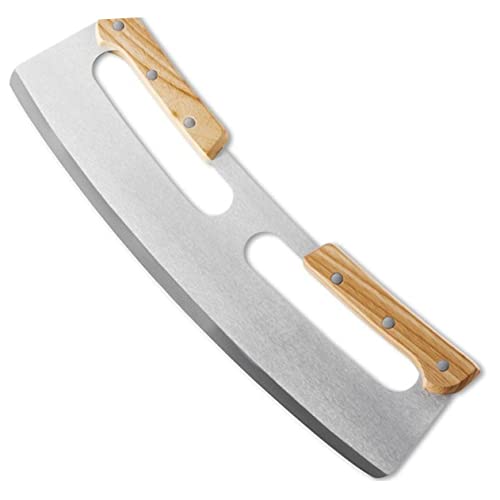 Ciieeo 1PC Double Handle Stainless Steel Pizza Cutter Efficient Slicing Tool for Pizza Vegetables Rocking Design with Comfortable to Clean Use