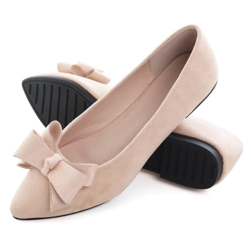 INEELUYI Ballets Flats for Women Casual Summer Slip on Bowtie Bowknot Soft Anti-Slip Dress Walking Flats Shoes4