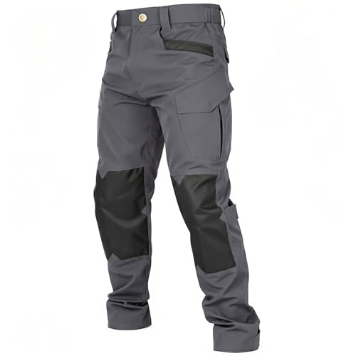HOMUG Tactical Cargo Work Pants for Men with Stretch Fabric Grey 34Wx30L
