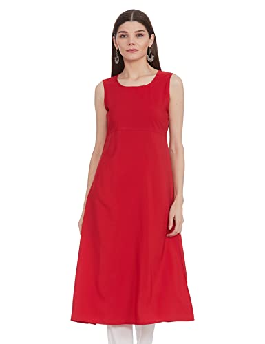 Image of ALC Creations Women's Faux Crepe A-Line Kurti(ALC4045RED Brown XS)