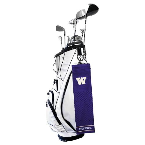 Image of Team Golf NCAA Washington Huskies Embroidered Golf Towel Embroidered Golf Towel, Checkered Scrubber Design, Embroidered Logo