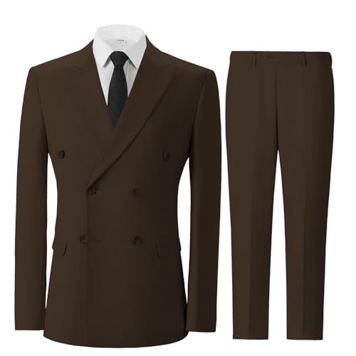 Men's Suits Formal Slim Fit 2 Piece Double Breasted Peak Lapel Business Blazer Pants Wedding3