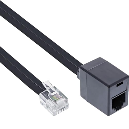 TECHZOCO Cable extensor teléfono RJ11, Alargador cable teléfono Modular 6P4C, cable Western RJ11, prolongador Teléfono Fax Módem Router DSL VDSL ISDN Internet, 6P4C, Negro, 3 Metros