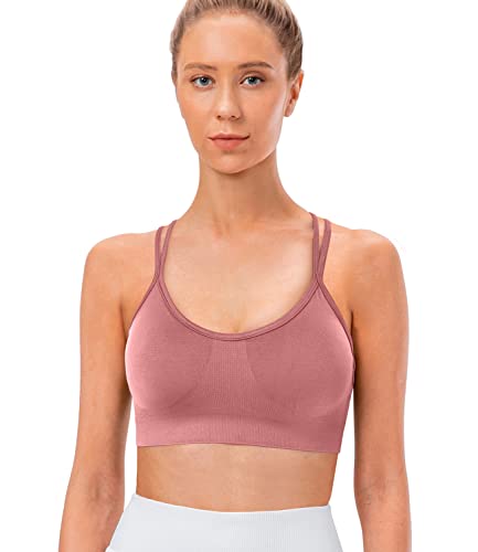 Image of VEQKING Strappy Cross Back Women Sports Bras with Removable Cups