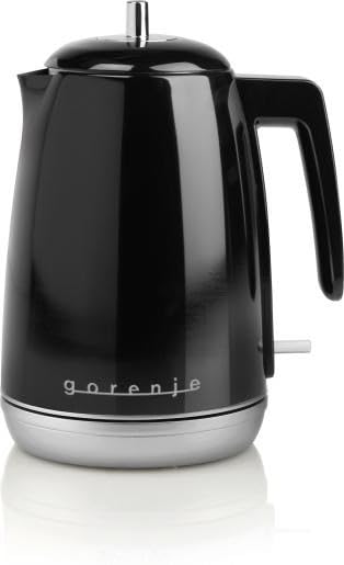 Gorenje K15RLBK Retro Line czajnik elektryczny, pojemność 1,7 l, automatyczne wyłączanie, analogowy termostat, wymienny filtr wapienny, zabezpieczenie przed przegrzaniem, antypoślizgowe gumowe nóżki,