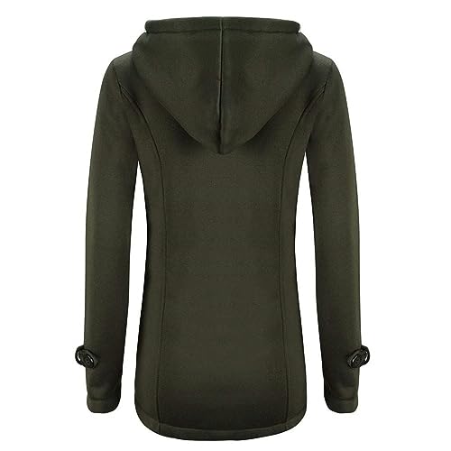 Womens Winter Coats Fleece Sherpa Lined Duffle Coat Horn Button Jackets Thicken Warm Outerwear Vintage Solid Outwear2