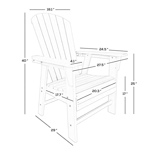 Westintrends Dylan Outdoor Dining Chair, All Weather Poly Lumber Adirondack Patio Chairs Seashell High Back Dining Chairs Support 350 Lbs, Comfortable Curved Seat And Back, Dark Brown #TOP2