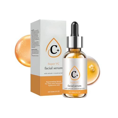 Suero facial con vitamina C, Contiene niacinamida，Suaviza las arrugas y aclara las manchas oscuras, Suero Anti edad para Rostro, Cuello y Contorno de Ojos-30ml