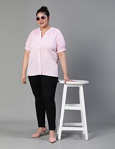 Image of oxolloxo Women Plus Size V- Neck Short Sleeve Top